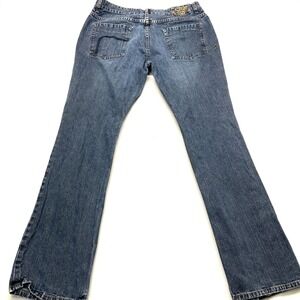 Vintage Split Jeans Mens 34 Blue Denim Cotton Bootcut Leg Medium Wash Low Rise